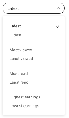 Story statistics sorting options